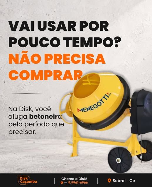Locação de betoneira pelo período de que você precisa