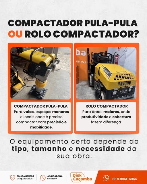 Compactador de percussão ou rolo compactador: qual escolher